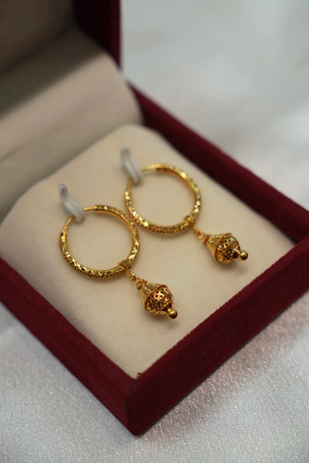 22K Gold Ladies Hoop Earrings - Image 2